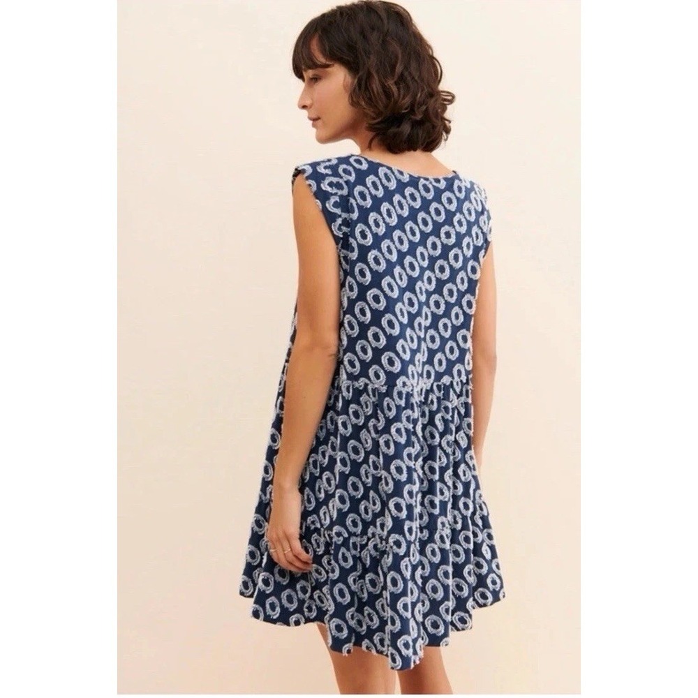 Anthropologie Lisanne Maeve Navy & White Textured Tunic Dress Size Small - Picture 2 of 8